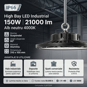 Lampa LED Industriala High Bay SOLENTIS 150W 4000K IP66 Ø310mm