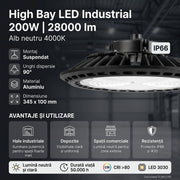 Lampa LED Industriala High Bay SOLENTIS 200W 4000K IP66 Ø345mm