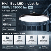 Lampa LED Industriala High Bay 150W 6500K IP65 Ø277mm