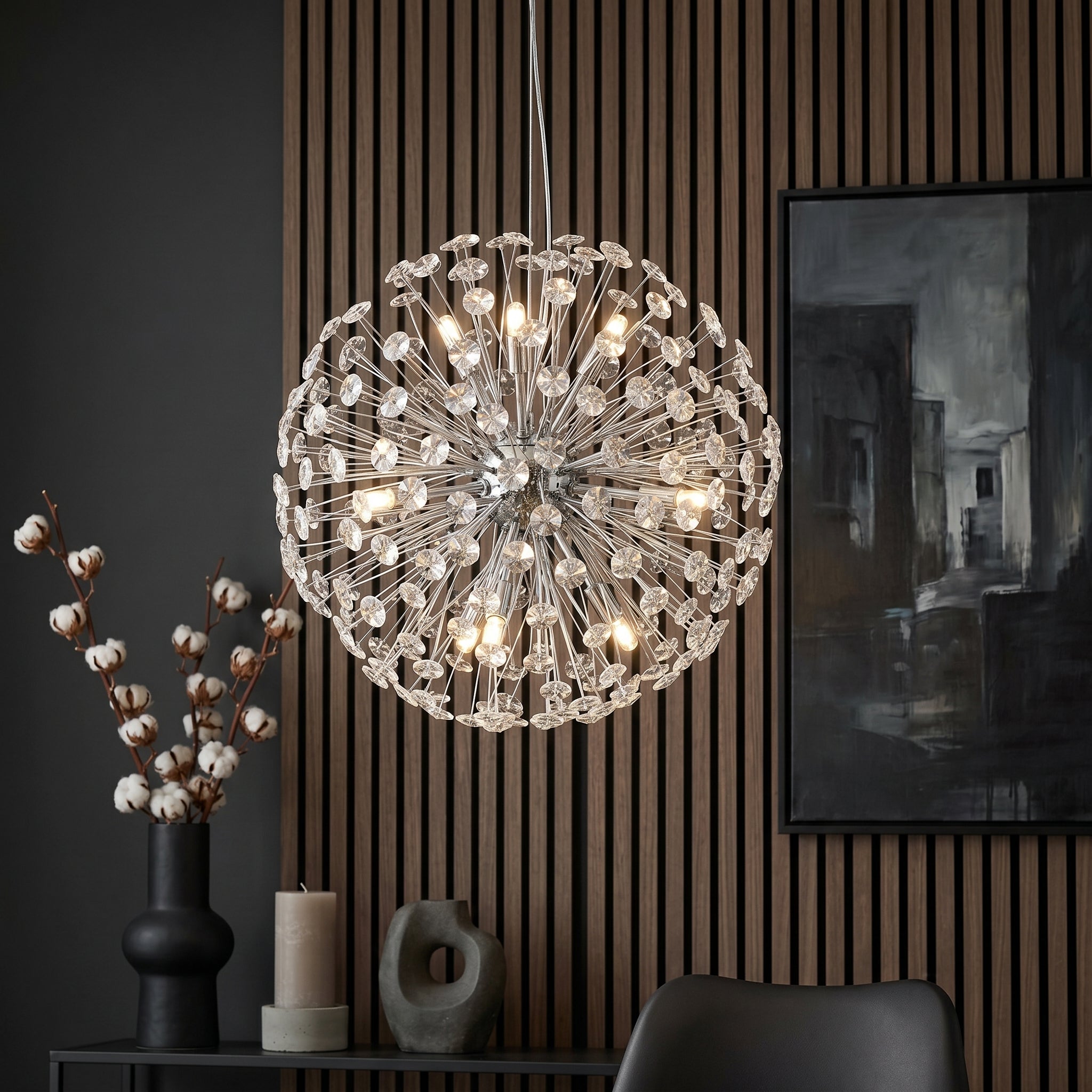 Lustra Suspendata Crystal Dandelion Silver