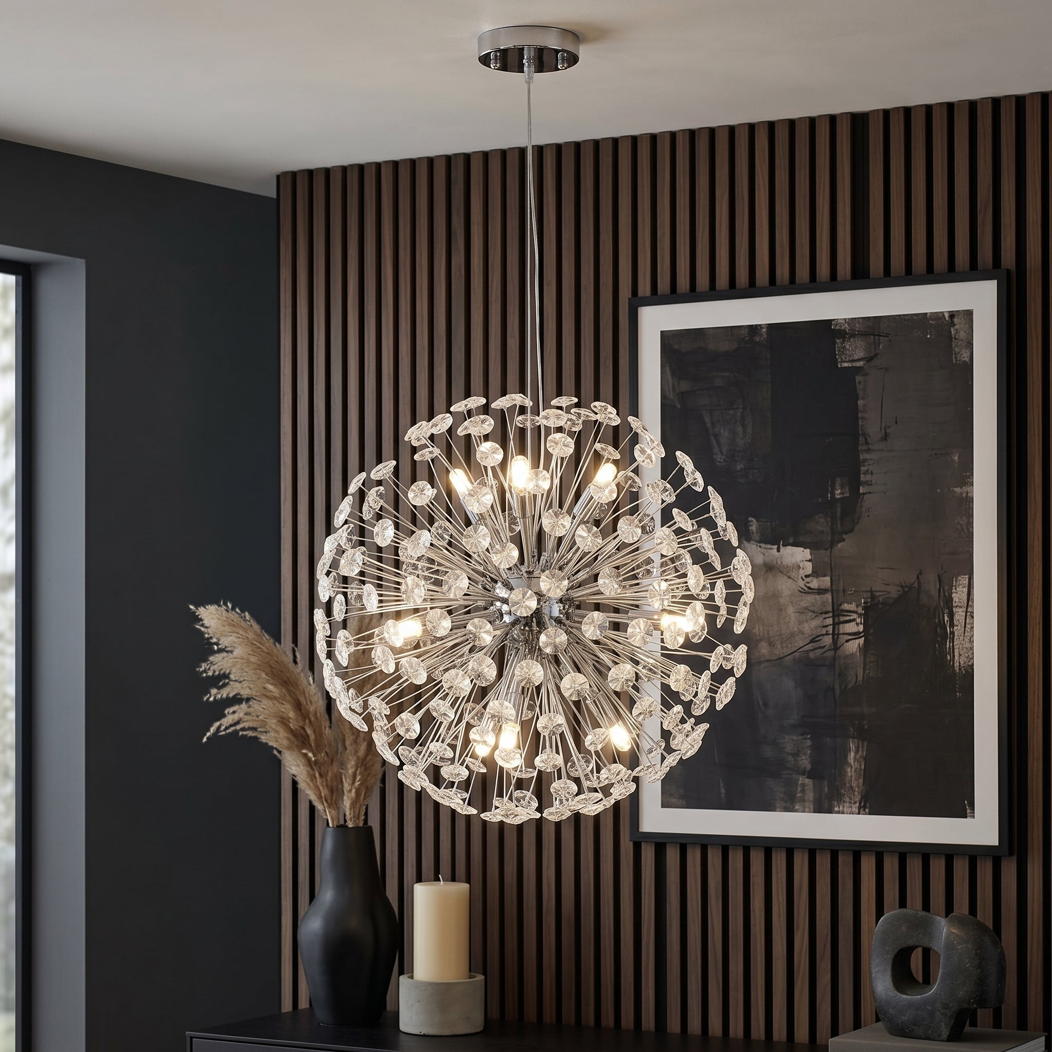 Lustra Suspendata Crystal Dandelion Silver