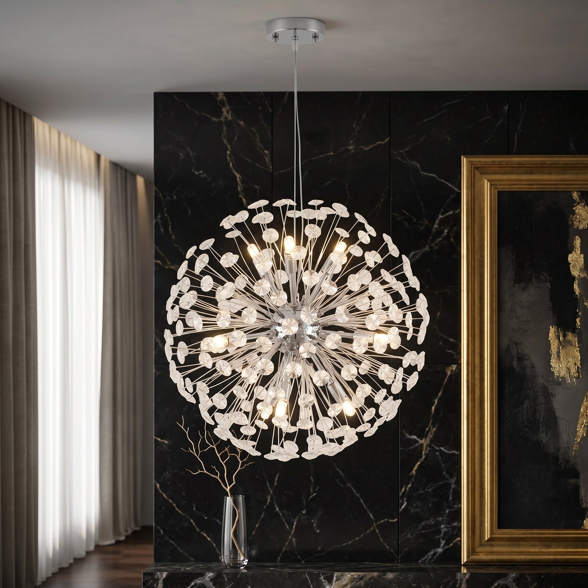 Lustra Suspendata Crystal Dandelion Silver