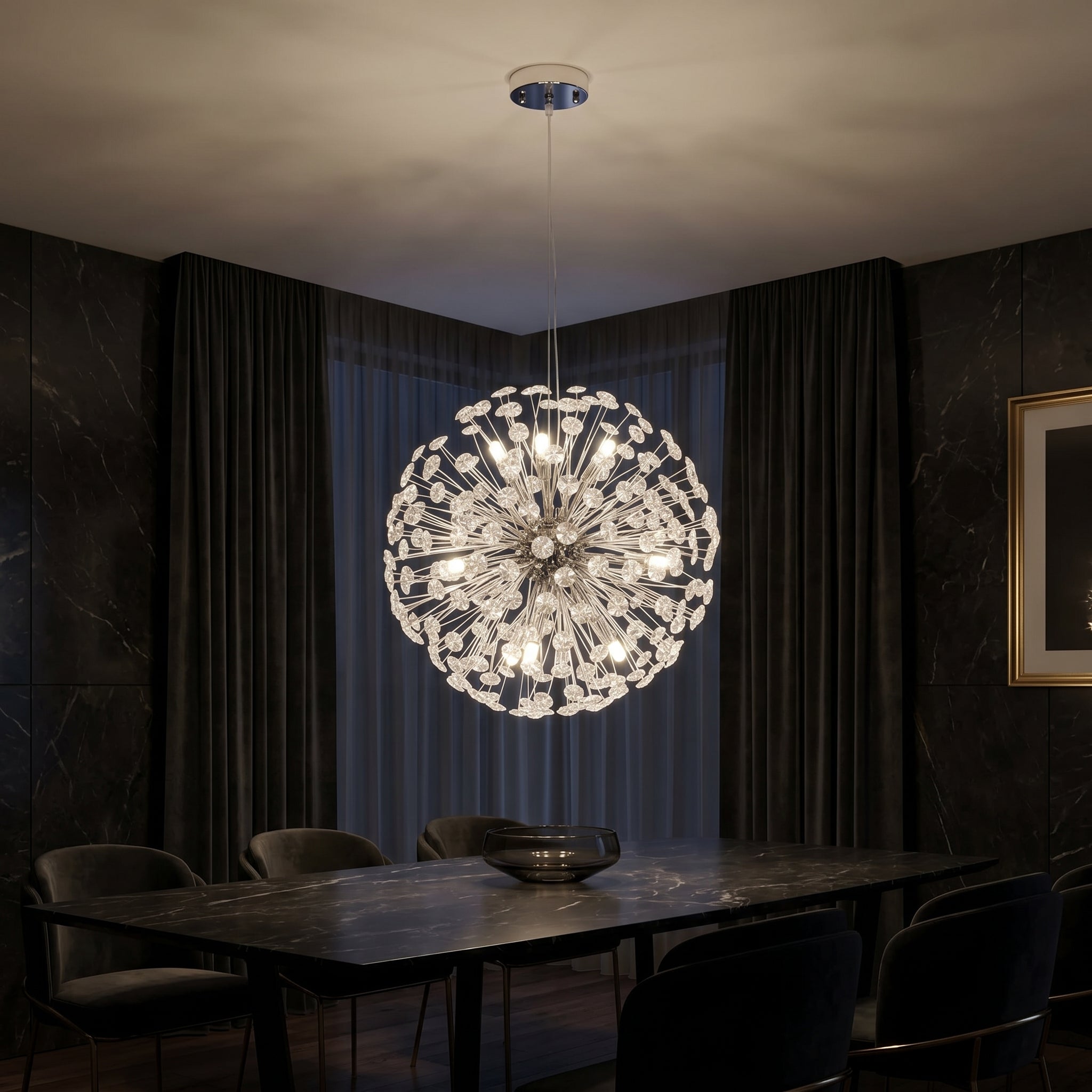 Lustra Suspendata Crystal Dandelion Silver
