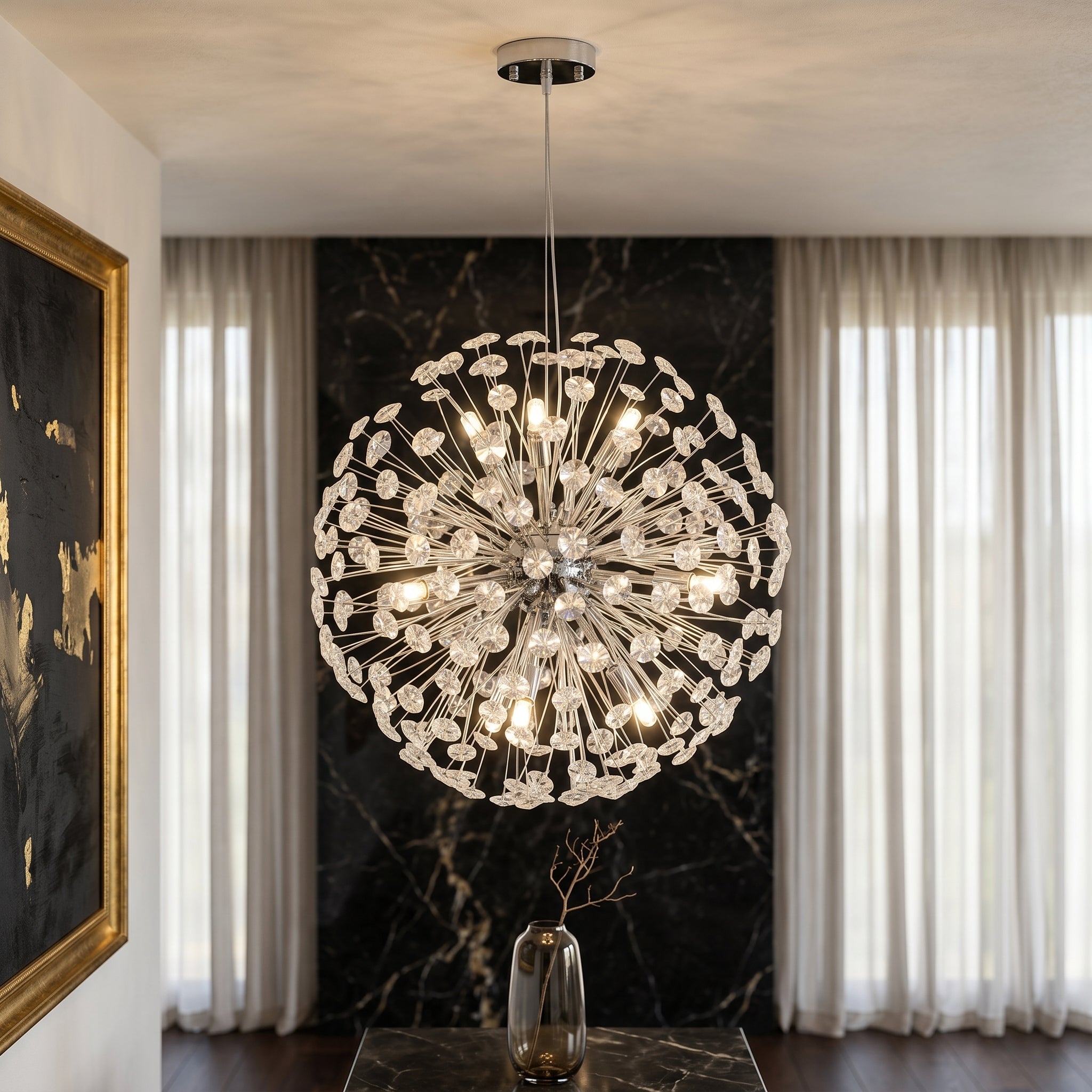 Lustra Suspendata Crystal Dandelion Silver