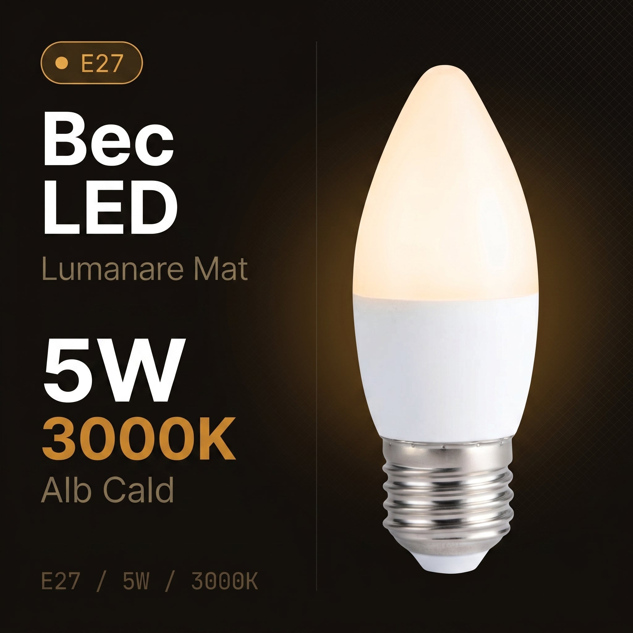 Bec LED Lumanare Mat E27 Lumina Calda Echivalent 25W
