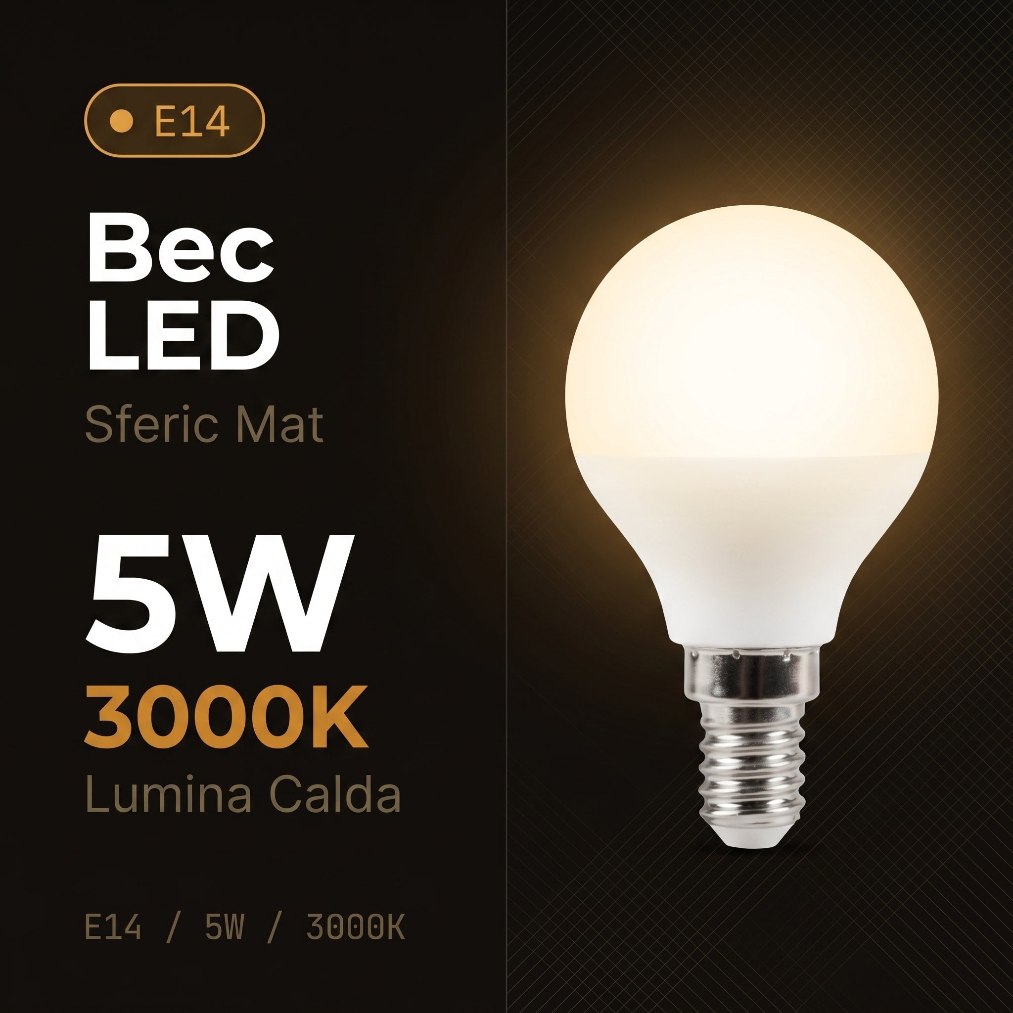 Bec LED Sferic Mat E14 Lumina Calda 5W Echivalent 25W