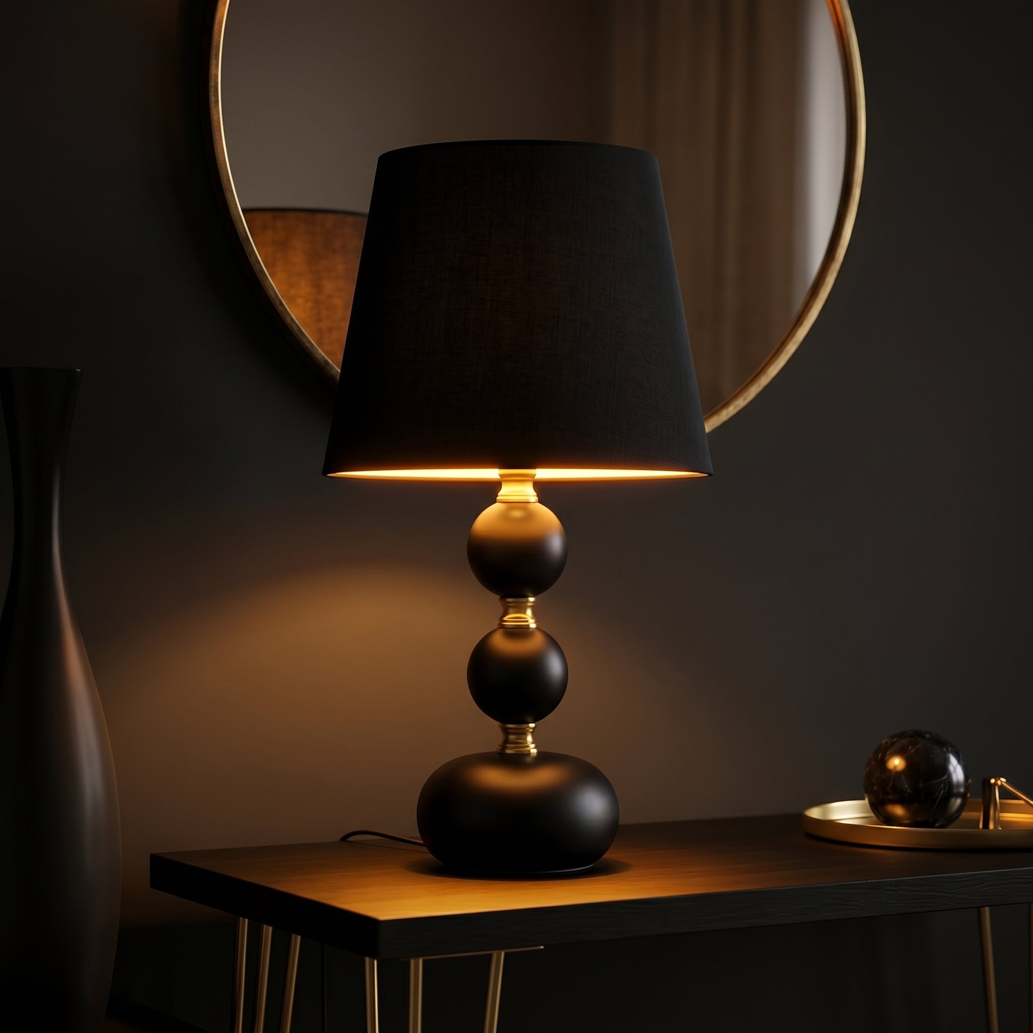 Veioza Abajur AVENTA 1xE27 Black&Gold