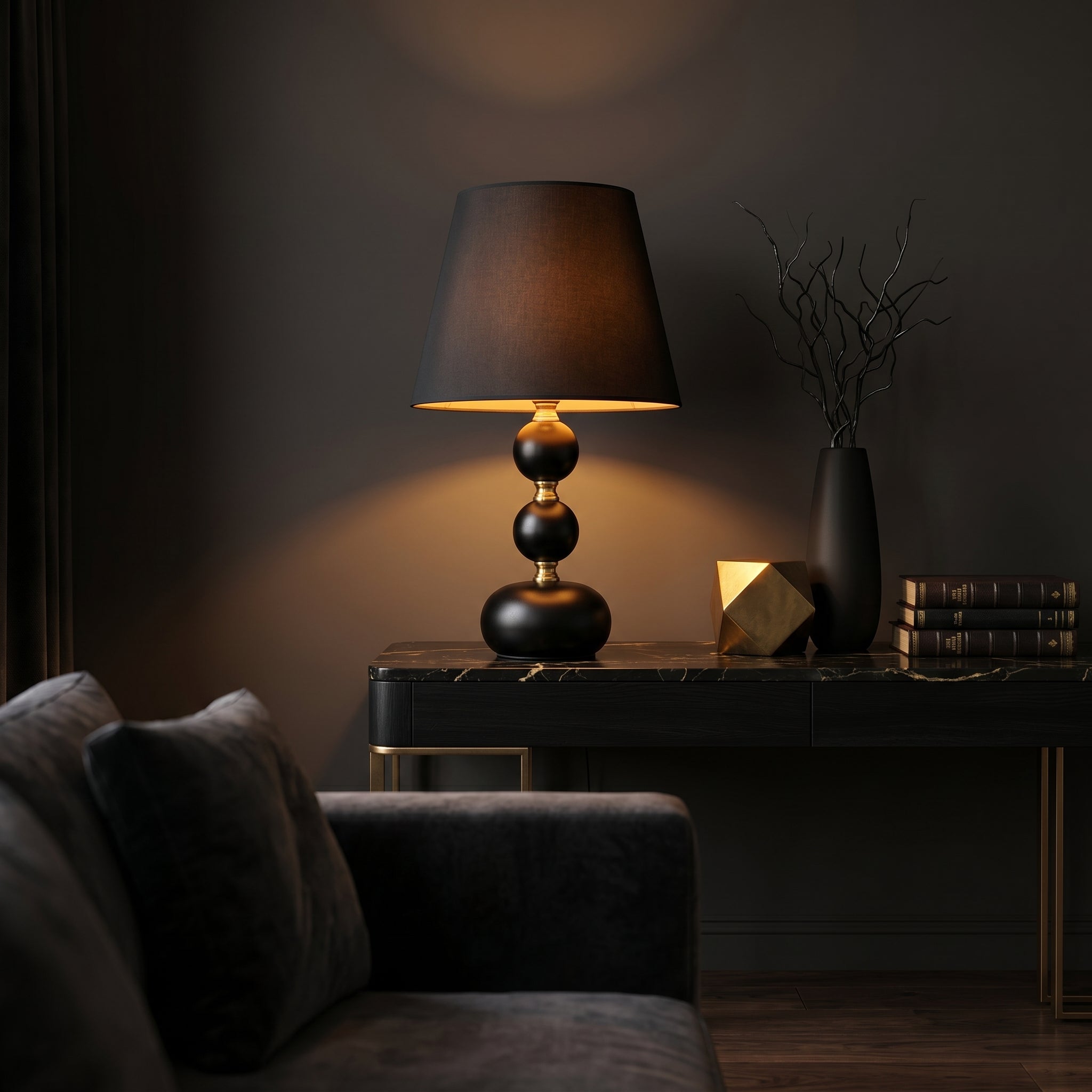 Veioza Abajur AVENTA 1xE27 Black&Gold