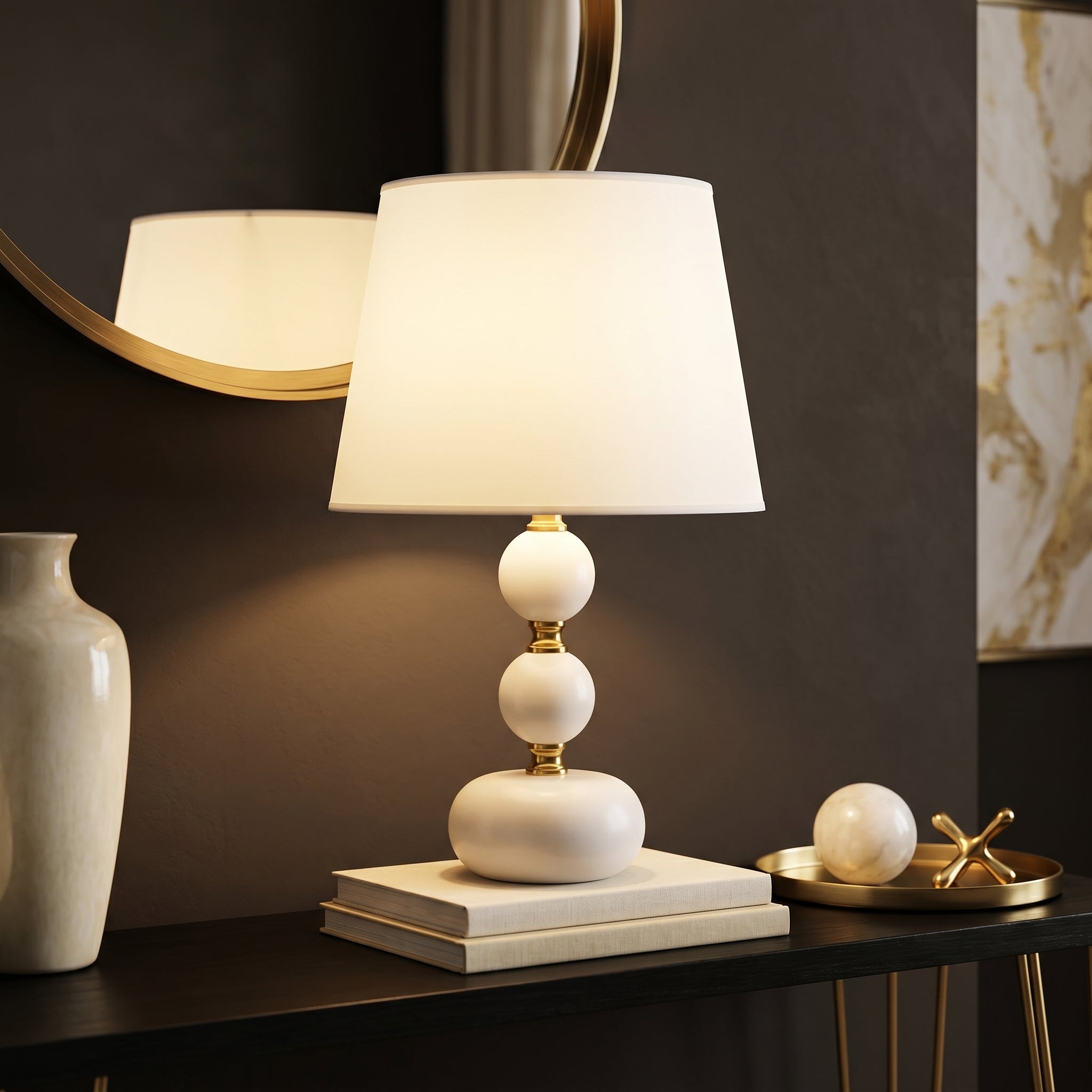 Veioza Abajur AVENTA 1xE27 White&Gold
