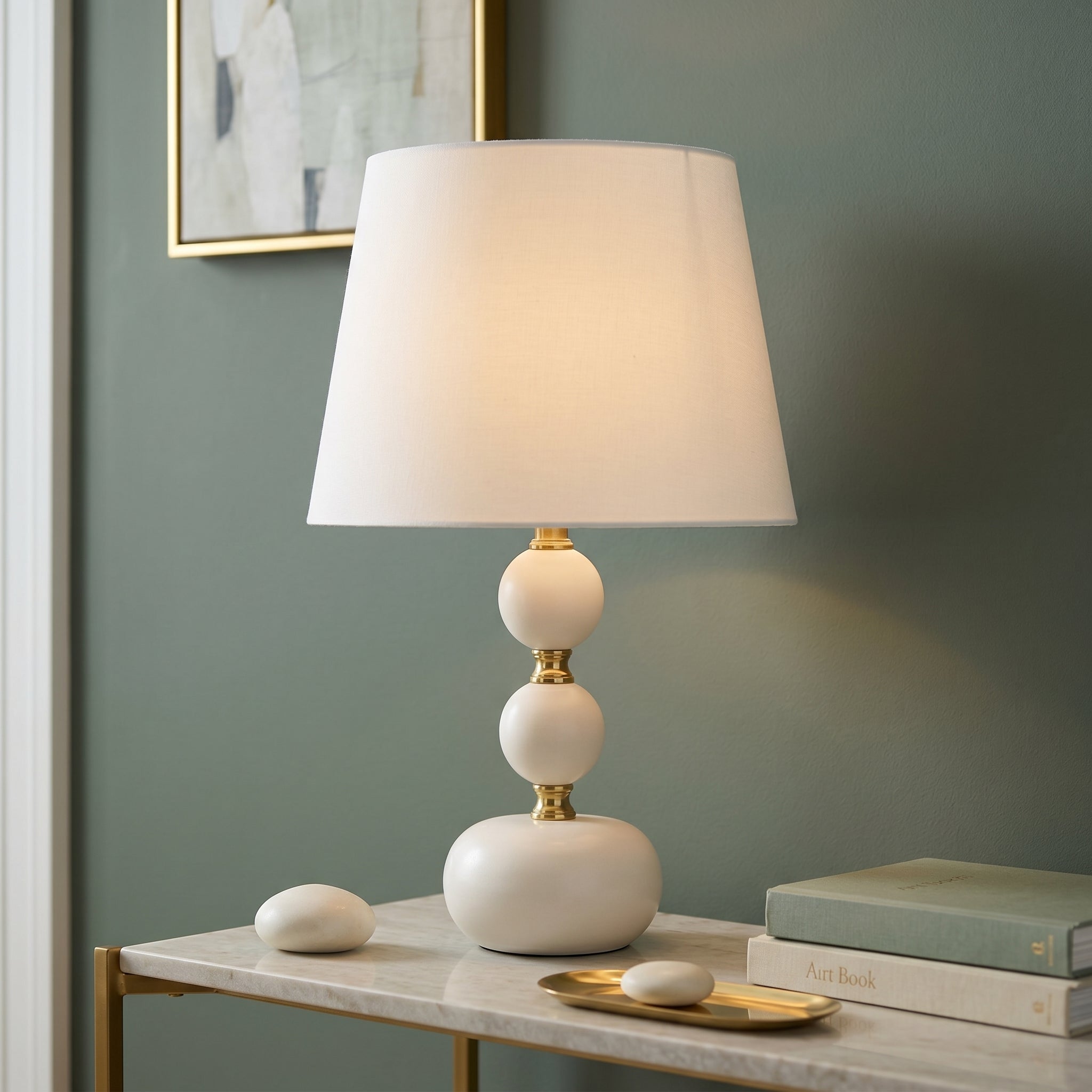 Veioza Abajur AVENTA 1xE27 White&Gold