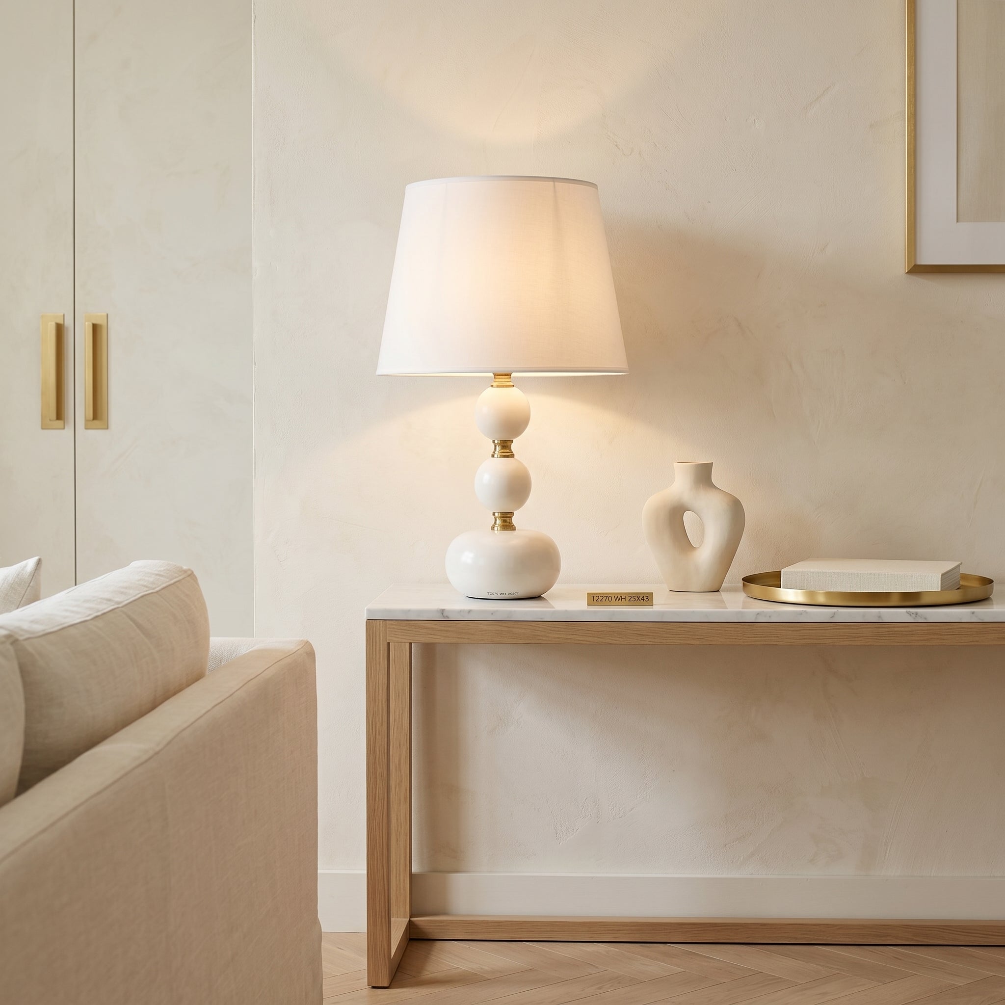 Veioza Abajur AVENTA 1xE27 White&Gold