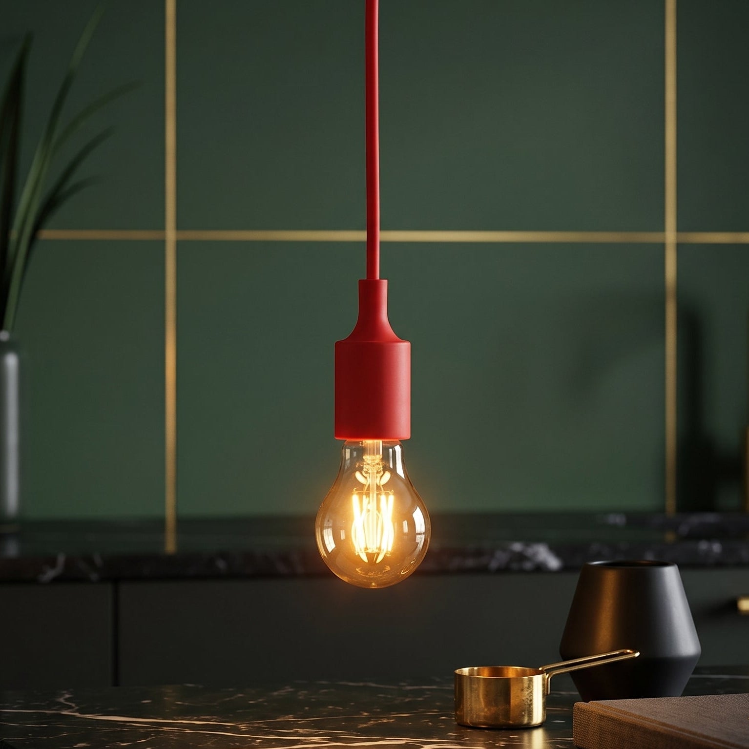 Pendul Silicone Rosu Vogue E27 60W Erste