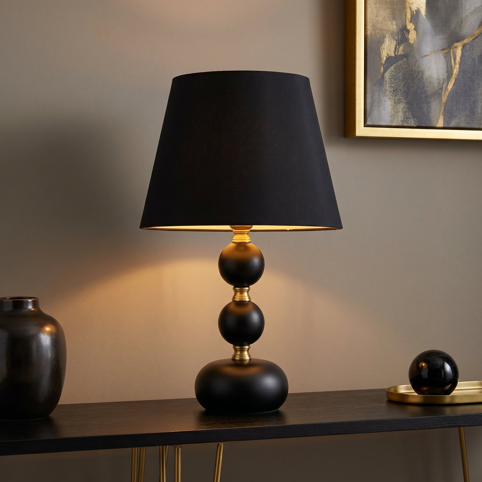 Veioza Abajur AVENTA 1xE27 Black&Gold