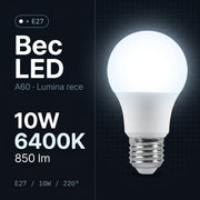 Bec LED A60 Mat E27 Lumina Rece 10W Echivalent 60W