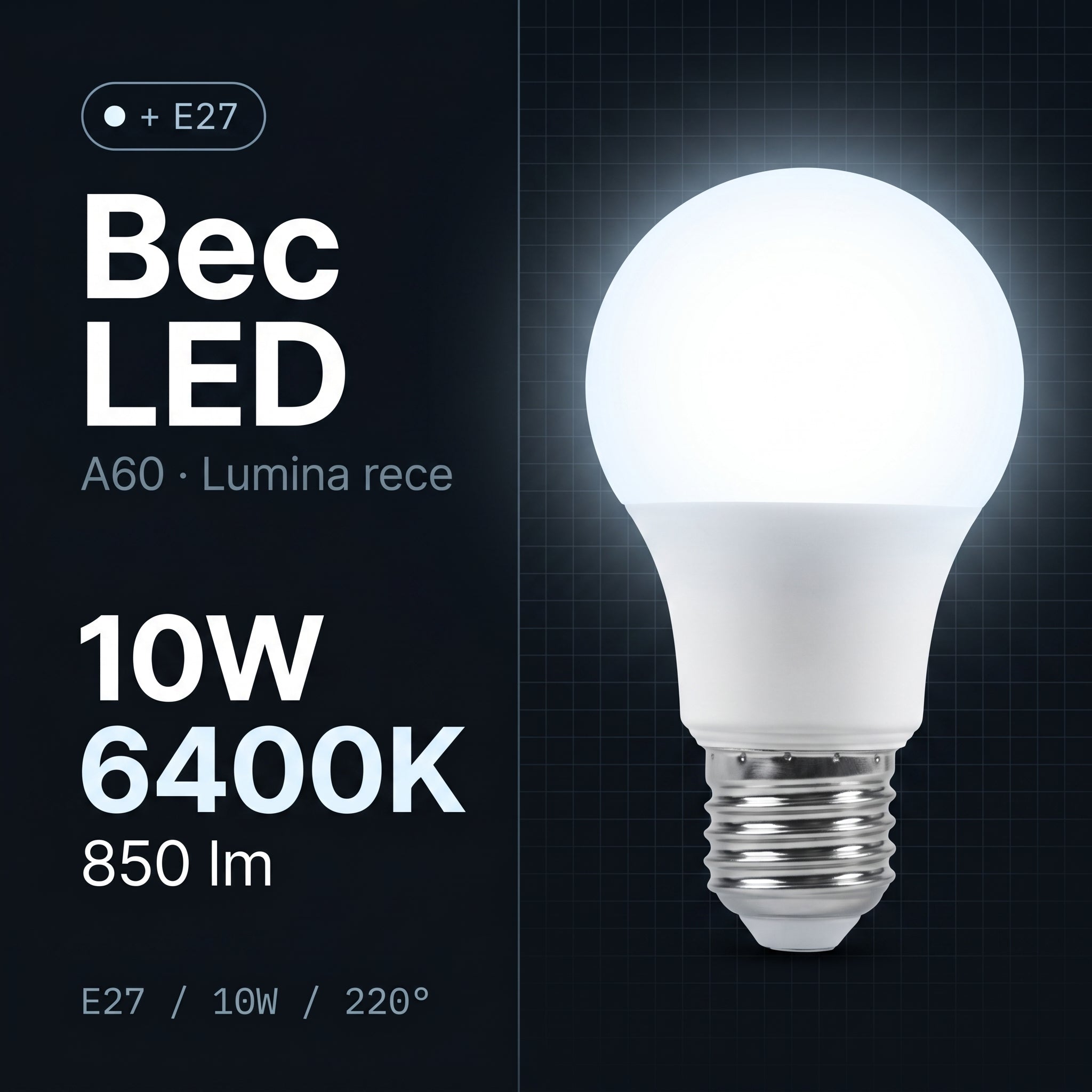 Bec LED A60 Mat E27 Lumina Rece 10W Echivalent 60W