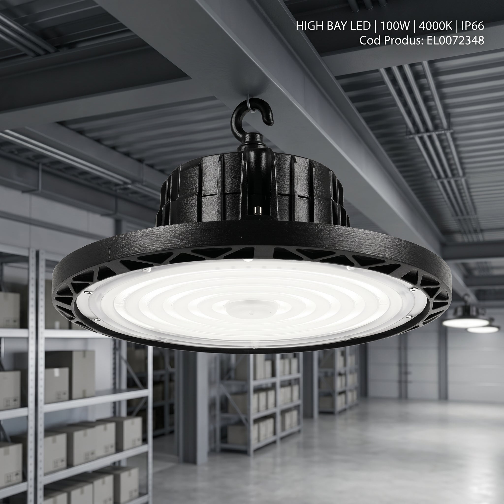Lampa LED Industriala High Bay 100W 4000K IP66 Ø260mm