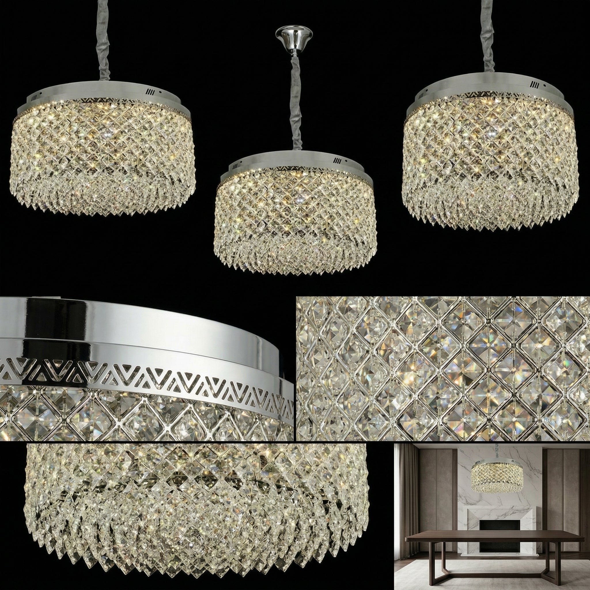 Candelabru CRYSTA Silver 40CM cu Cristale 4xE14, LED Integrat 40W