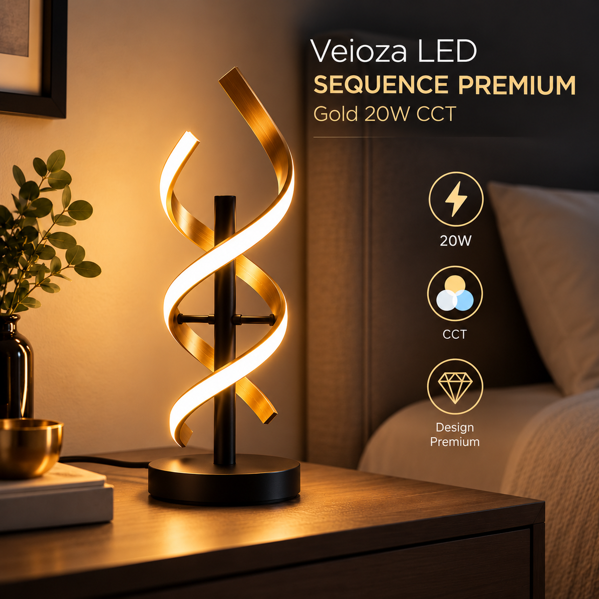 Veioza LED SEQUENCE PREMIUM Gold 20W