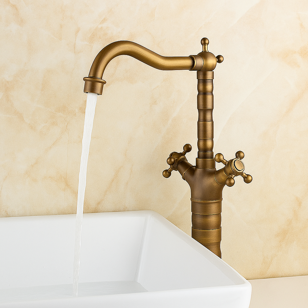 Baterie Lavoar Inalta Vintage din Alama Bronz