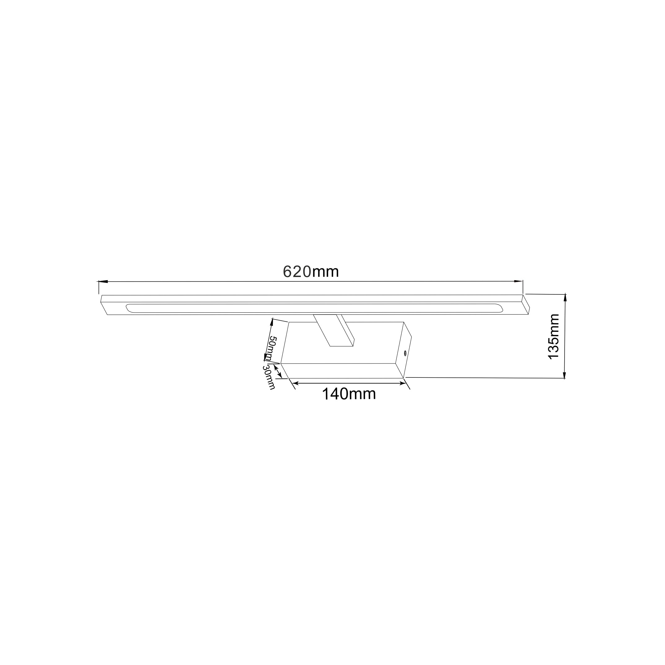 Aplica LED Baie KINKIET Black 20W, 60cm, 2400lm, 4000K, IP44 Premium