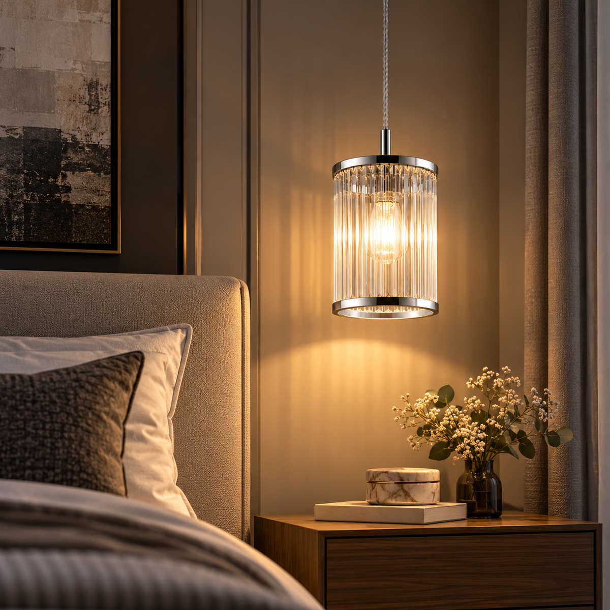 Pendul Cristal Chrome SERGIO Premium 1 x E14