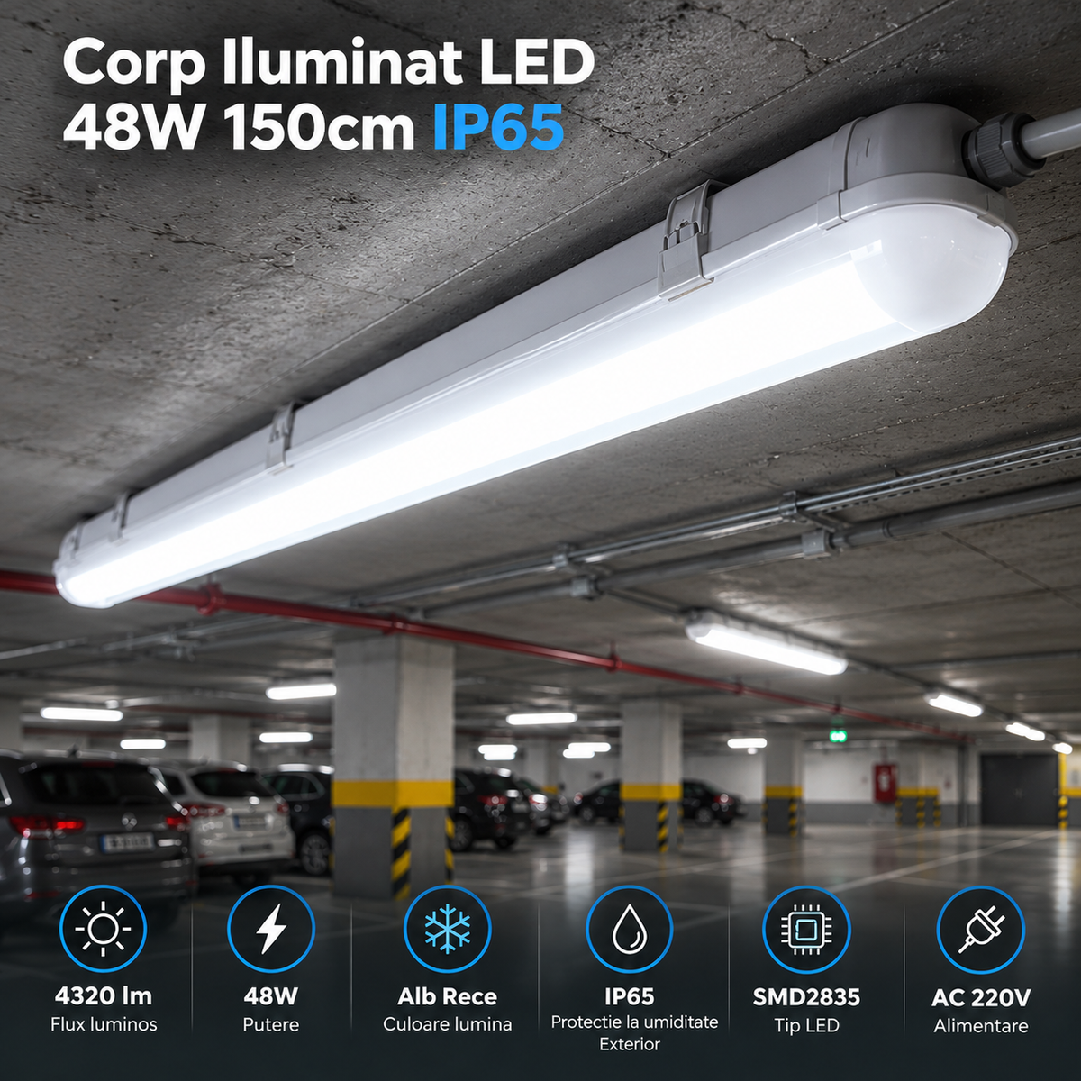 Corp Iluminat LED 48W 150cm IP65