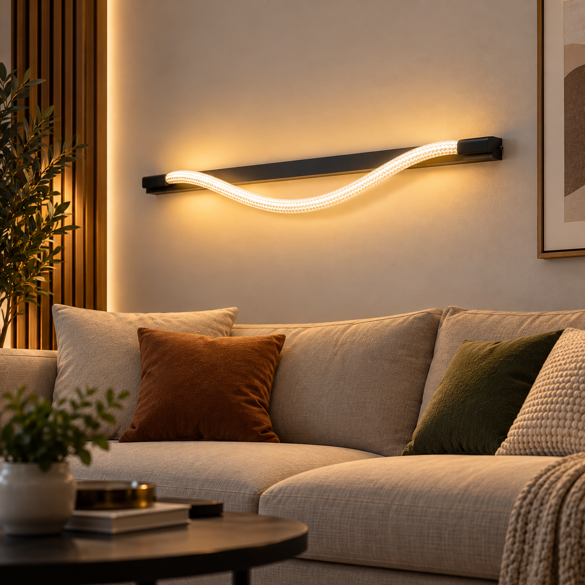 Aplica LED 18 W Nordic Style Black Rope Tube CCT