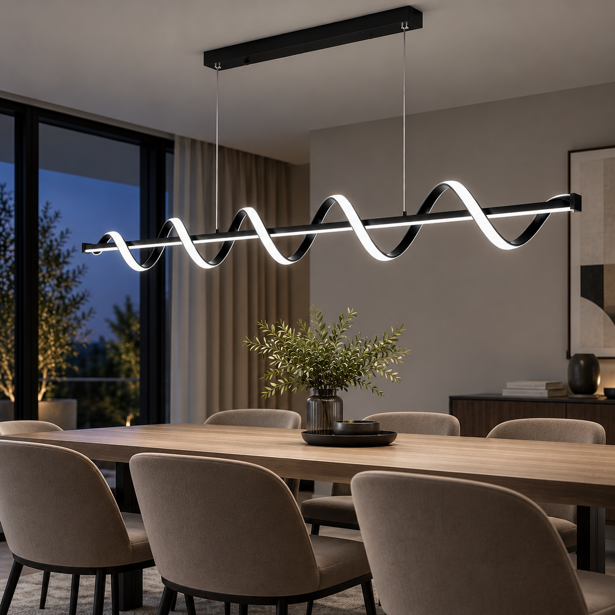 Lustra LED Suspendata ESERO Black Premium Echivalent 450W