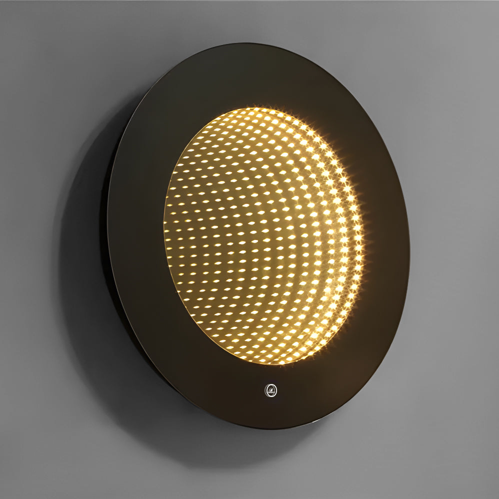 Oglinda LED Rotunda cu Rama Neagra 3D Infinity Mirror, 3 Lumini si Touch J183F