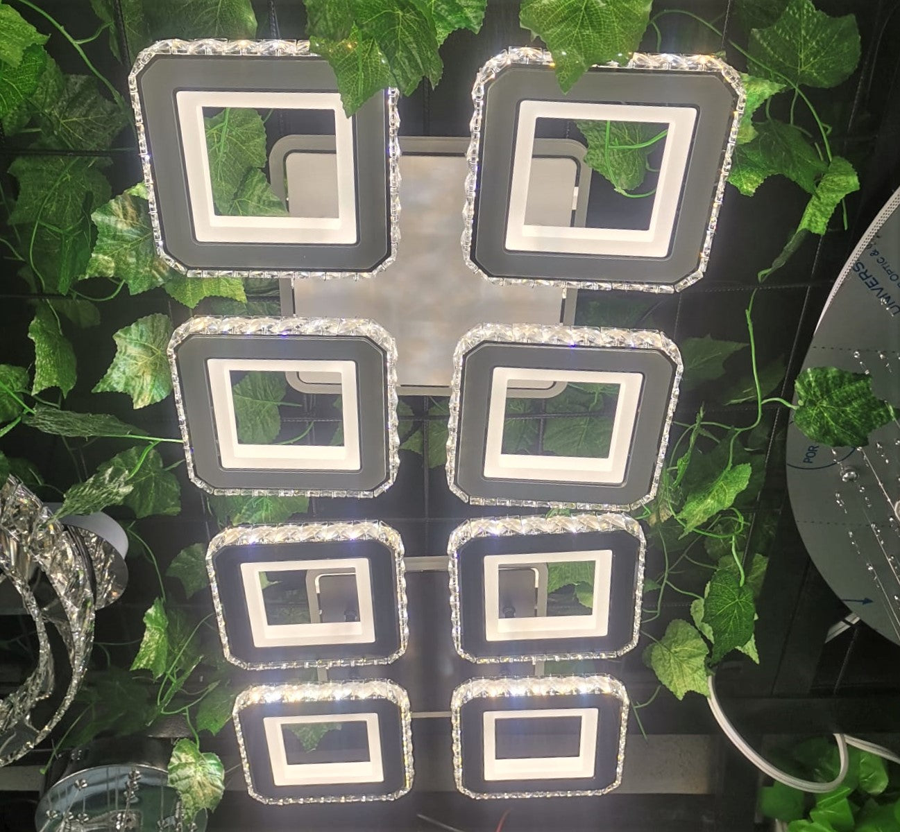 Lustra LED 2+2 SQUARE Cristal Alba RGB Echivalent 500W