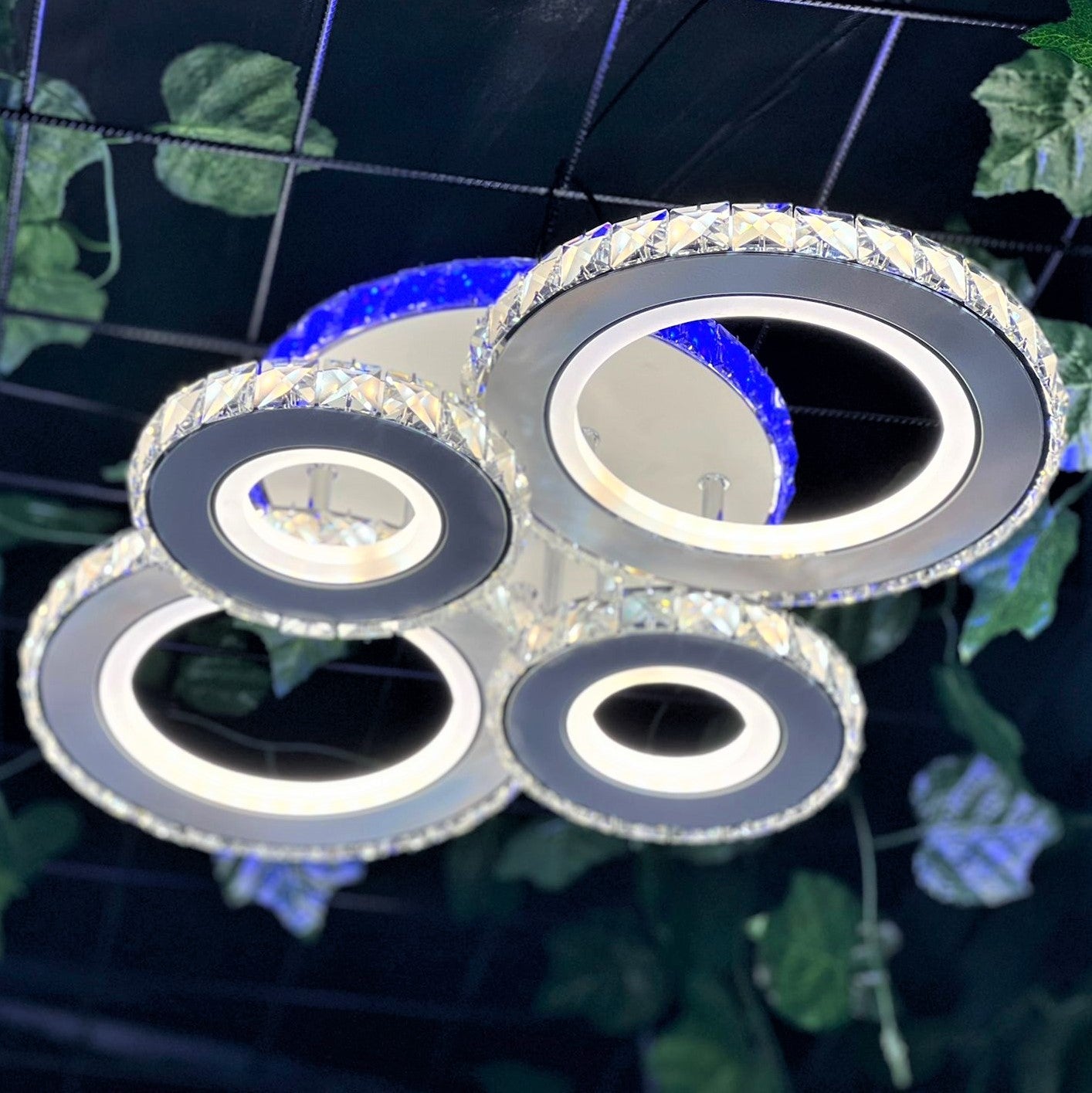 Lustra Led 136W 2 + 2 Circle Cristal Alba Rgb Telecomanda Lighting Fixtures