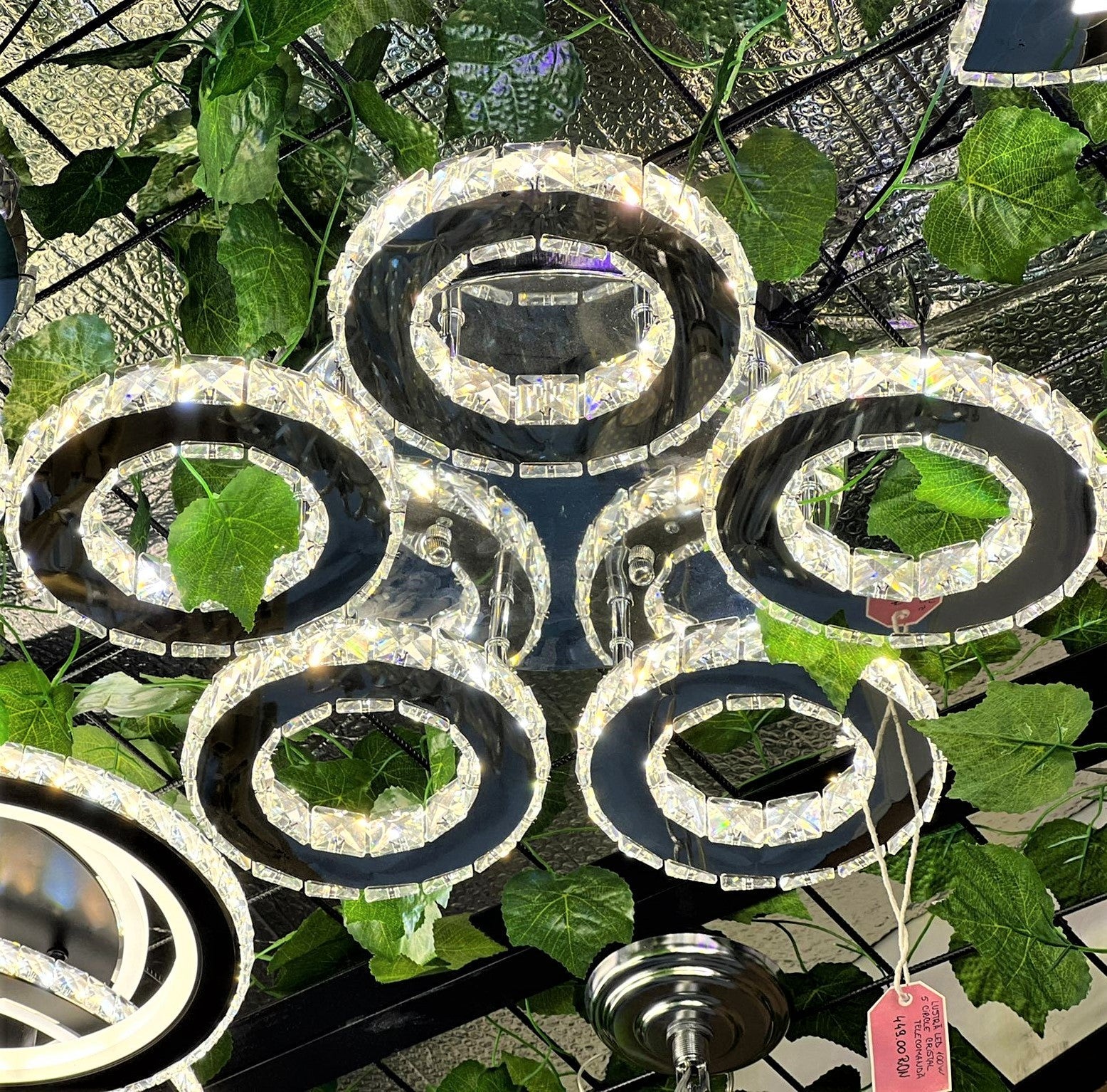 Lustra LED 5 CIRCLE Cristal Telecomanda Echivalent 400W