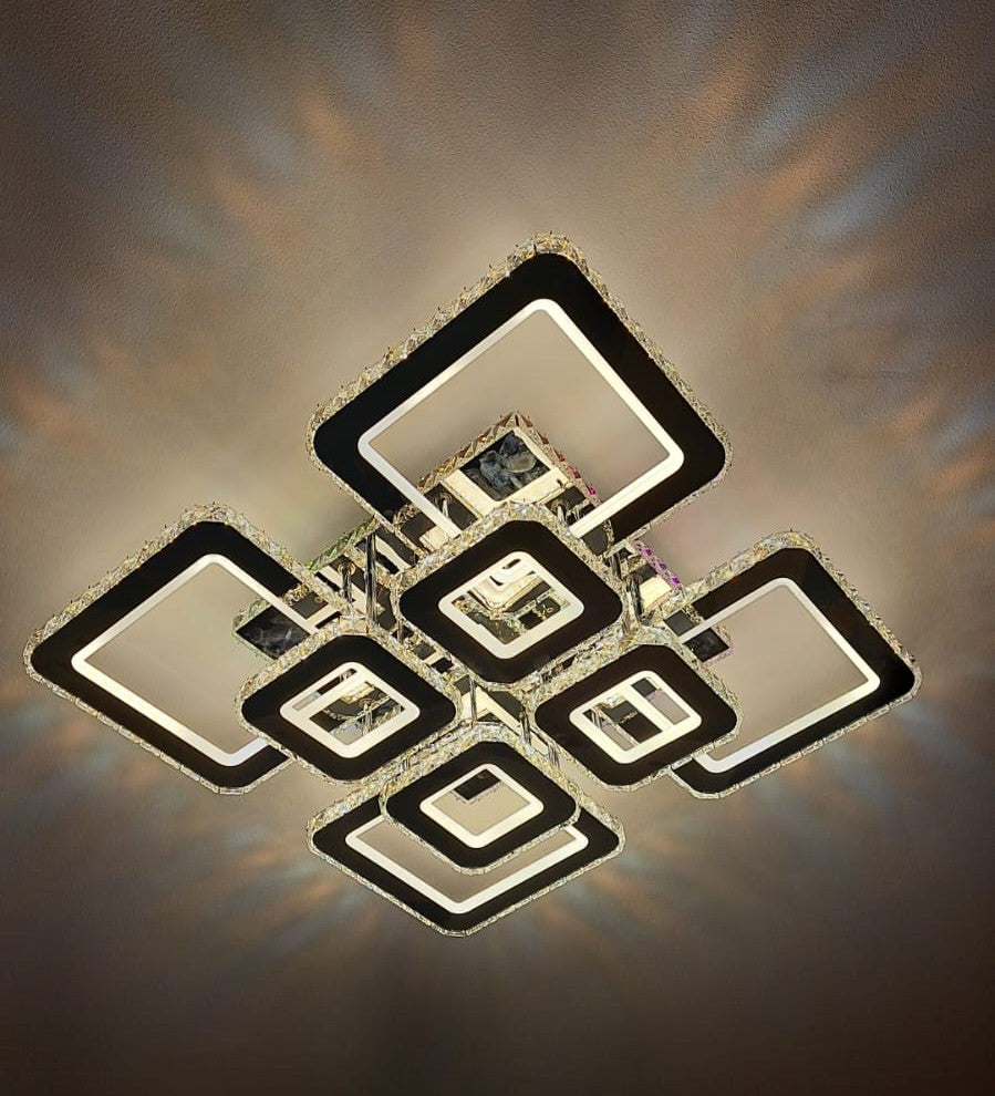 Lustra LED 4+4 Square Cristal Chrome Super RGB Echivalent 1000W