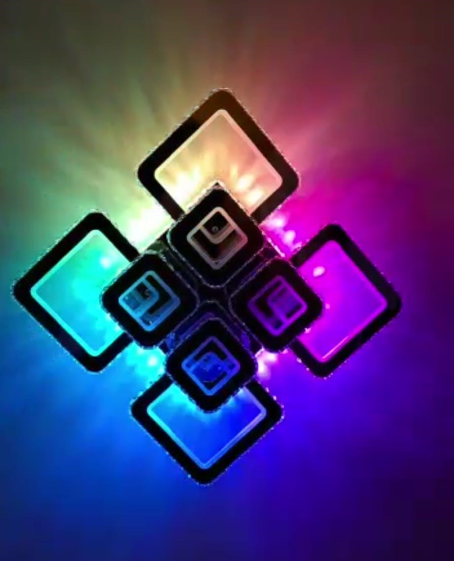 Lustra LED 4+4 Square Cristal Chrome Super RGB Echivalent 1000W