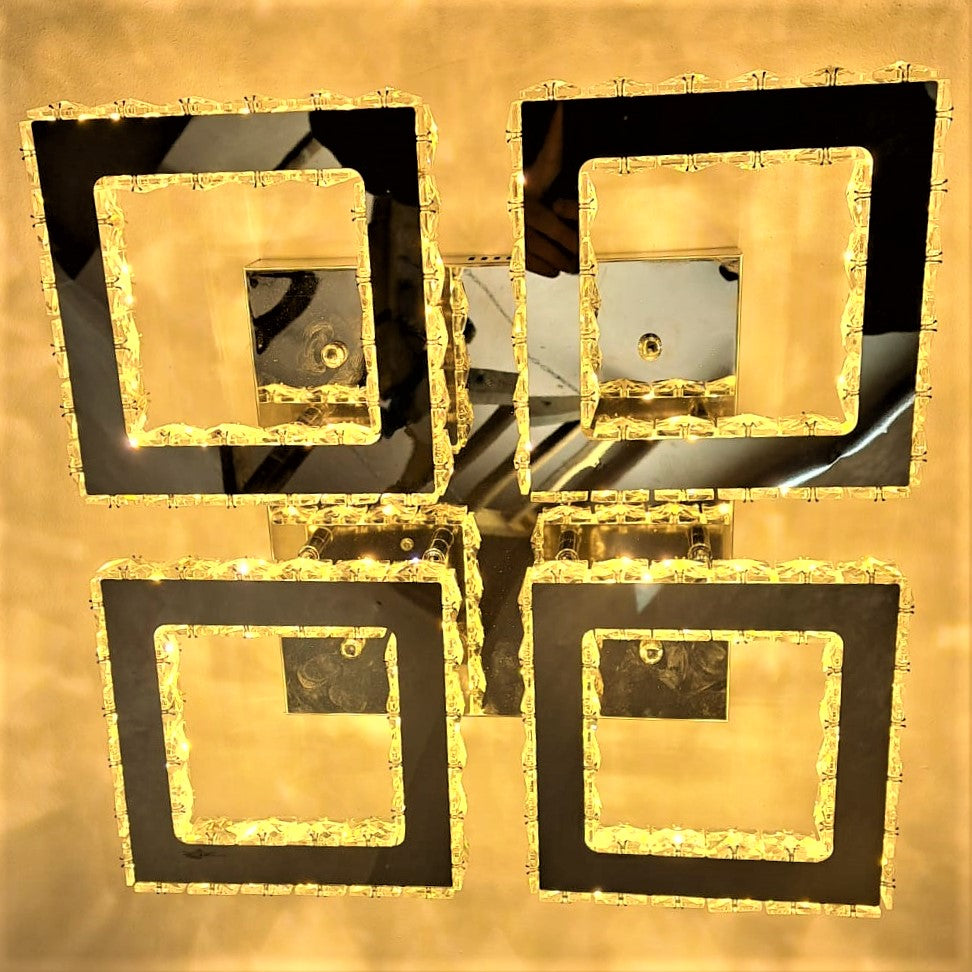 Lustra LED 96W 2+2 SQUARE Cristal Telecomanda