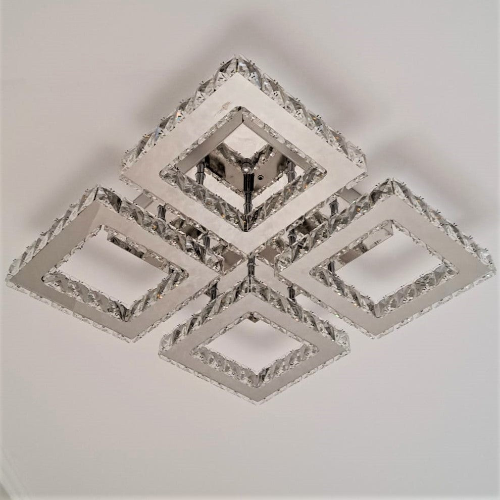 Lustra LED 96W 2+2 SQUARE Cristal Telecomanda