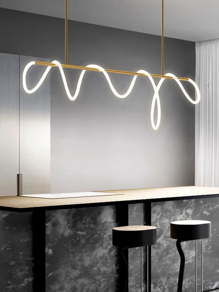 Lustra LED Nordic Golden Tube Liniar Echivalent 350W Telecomanda