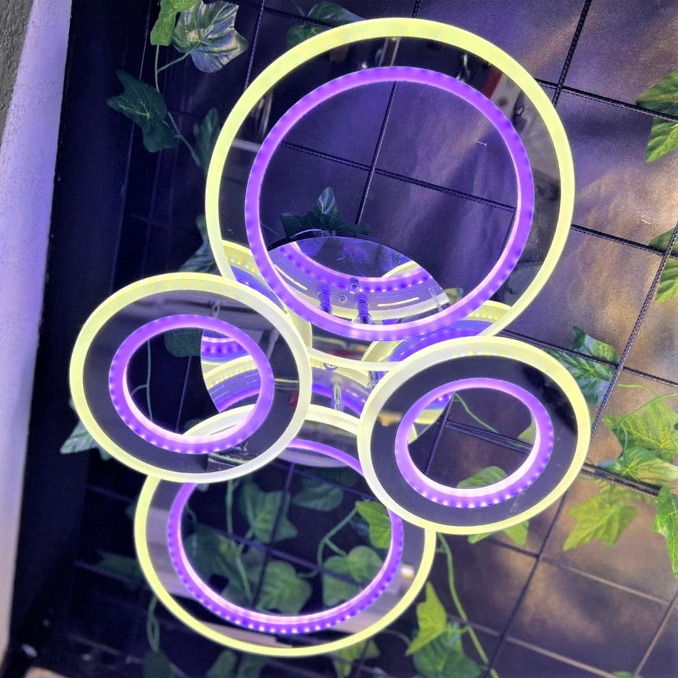 Lustra LED 2+2 CIRCLE CHROME RGB-MIX Echivalent 800W Telecomanda