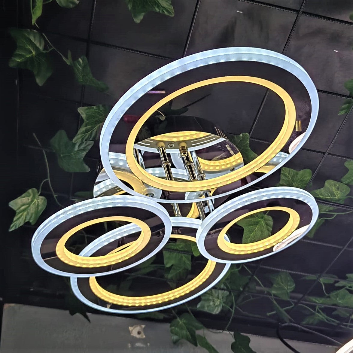 Lustra LED 2+2 CIRCLE CHROME RGB-MIX Echivalent 800W Telecomanda