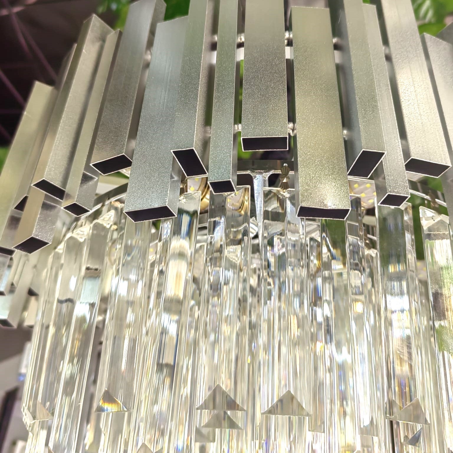 Candelabru Cristal GLORY SILVER 40cm cu Lant