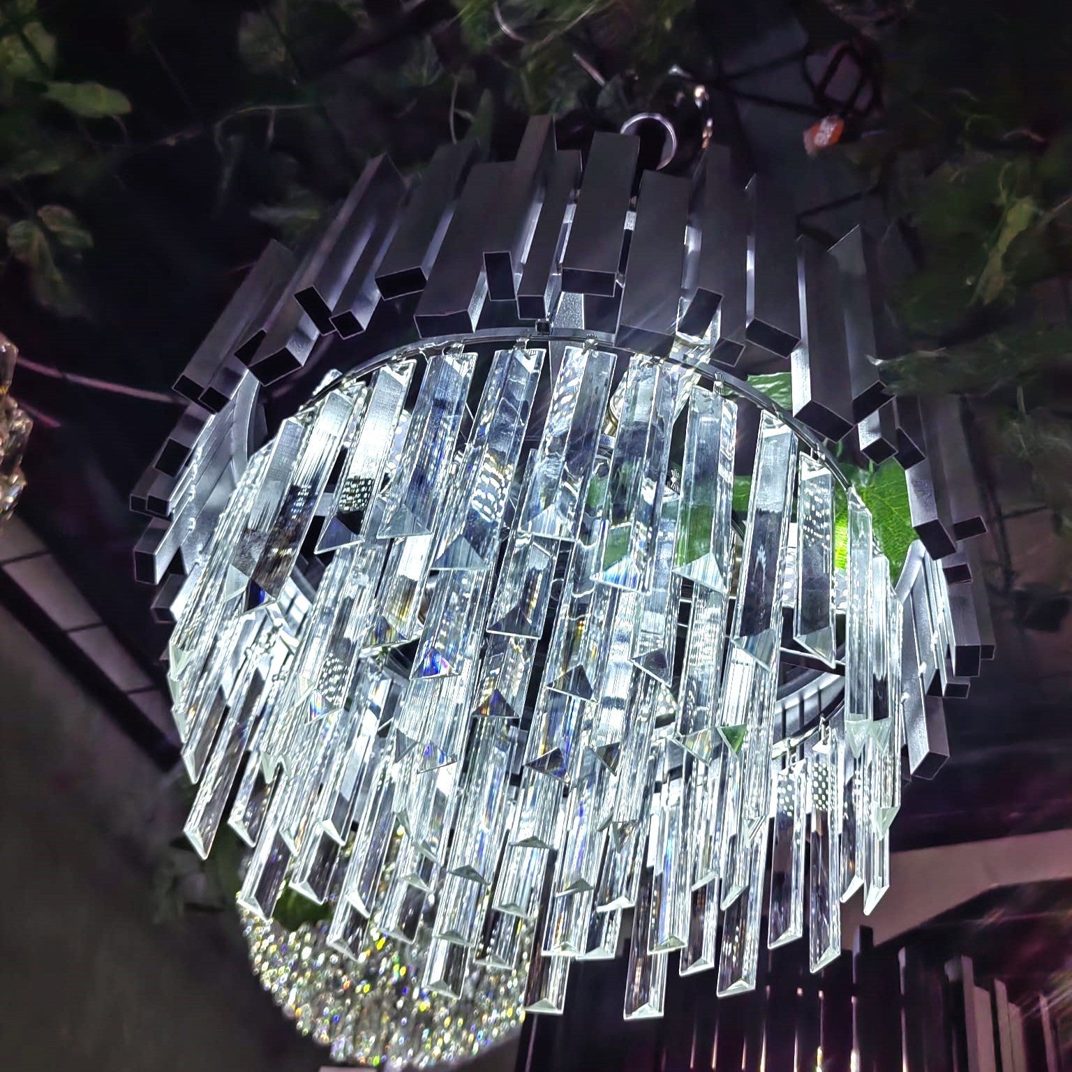 Candelabru Cristal GLORY SILVER 40cm cu Lant