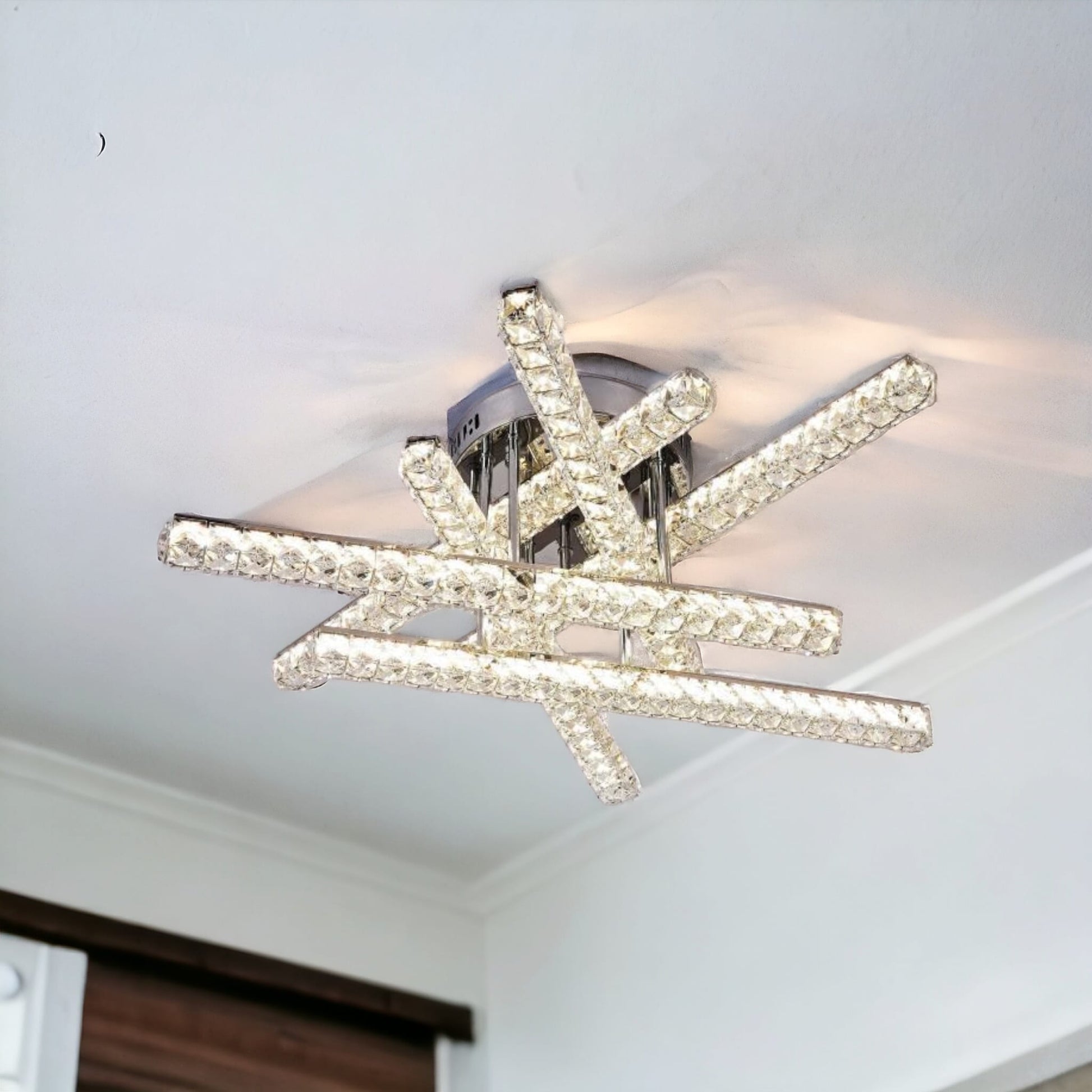 Lustra LED 168W 6 LINES CRISTAL Telecomanda