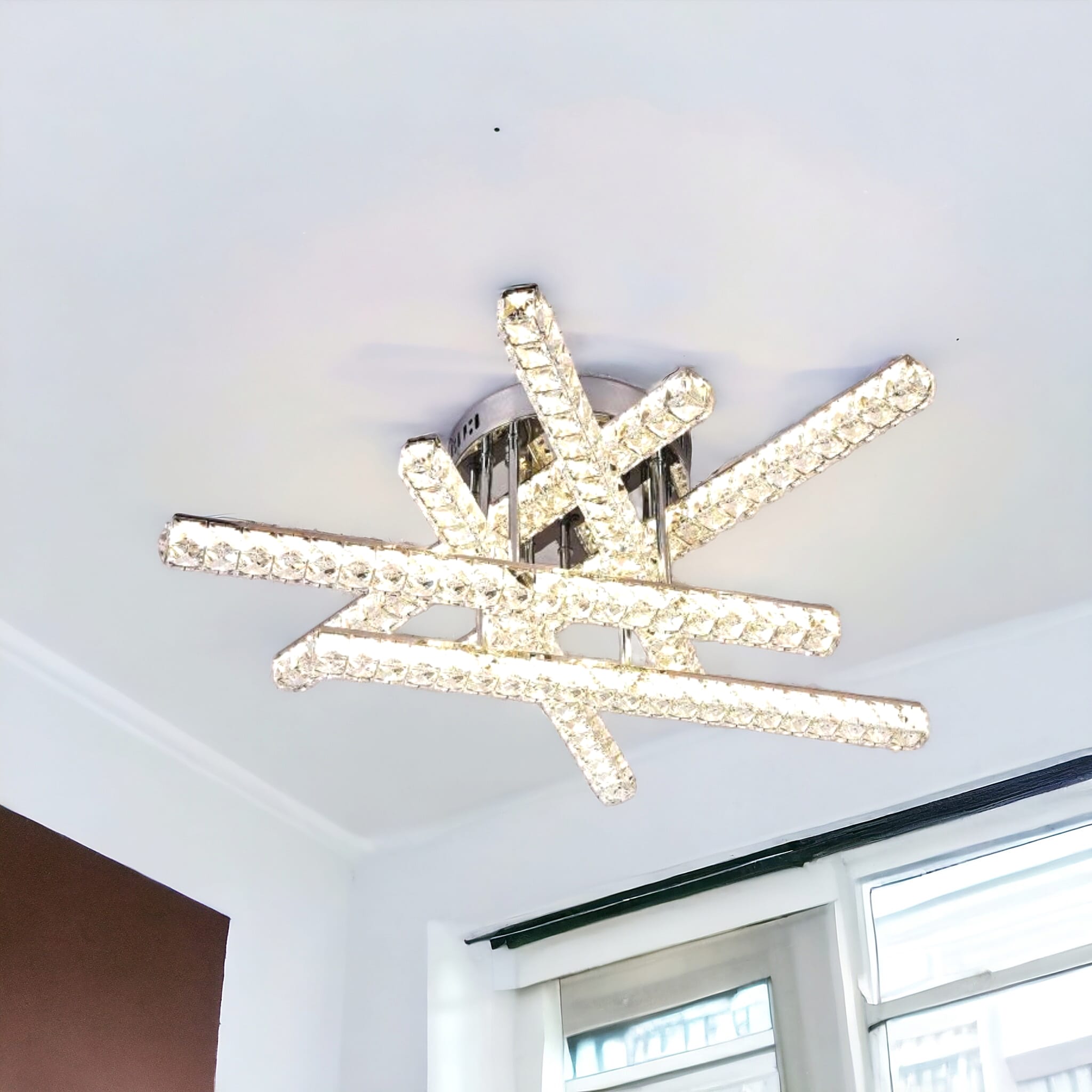 Lustra LED 168W 6 LINES CRISTAL Telecomanda