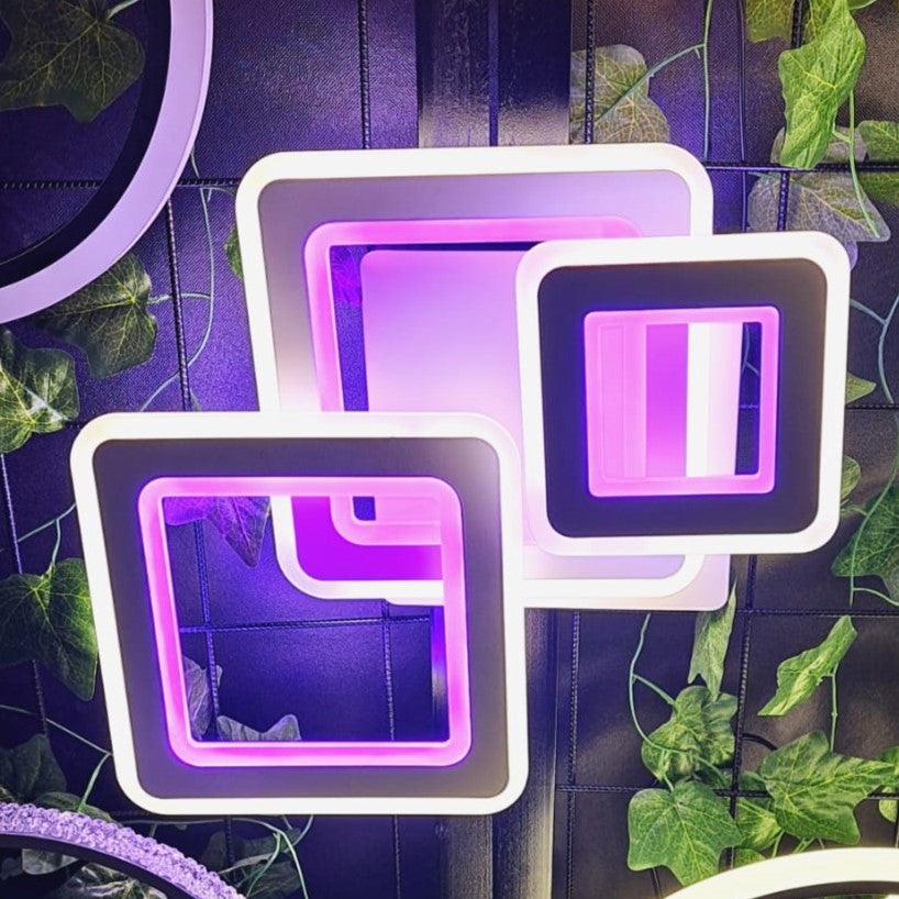 Lustra LED 100W Three Square RGB Echivalent 500W Telecomanda