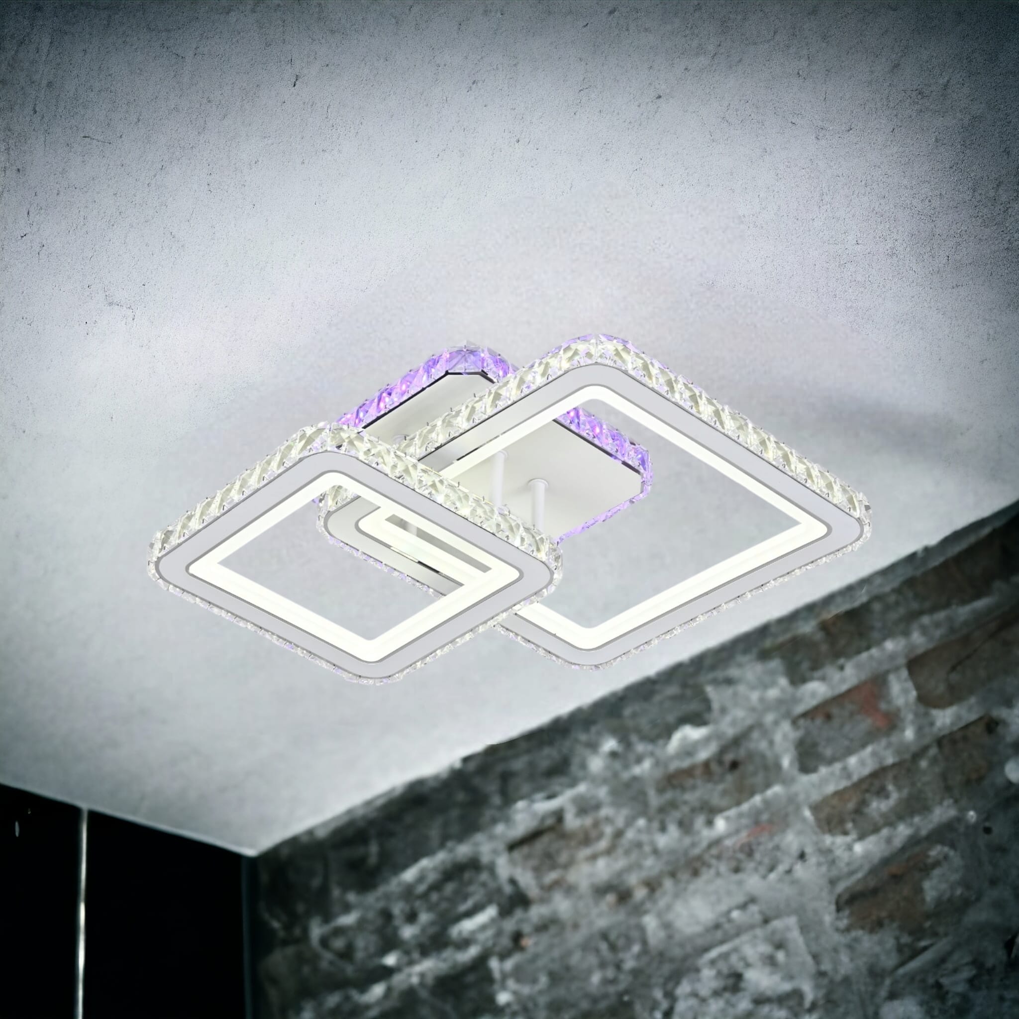 Lustra LED 126W 1+1 SQUARE Alb RGB Cristal Echivalent 400W