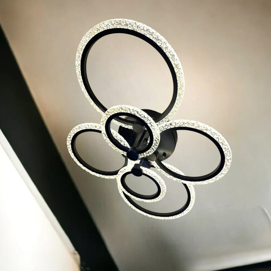Lustra LED 4+2 CIRCLE Bubbles Black Echivalent 600W Telecomanda