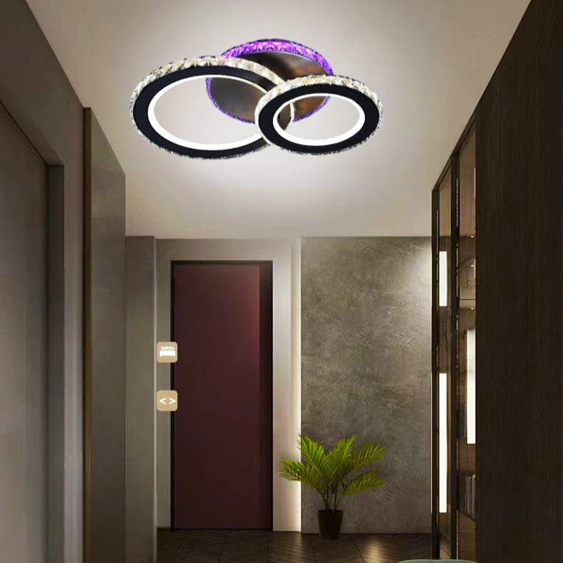 Lustra LED 106W 1+1 CIRCLE RGB NEGRU Cristal Telecomanda