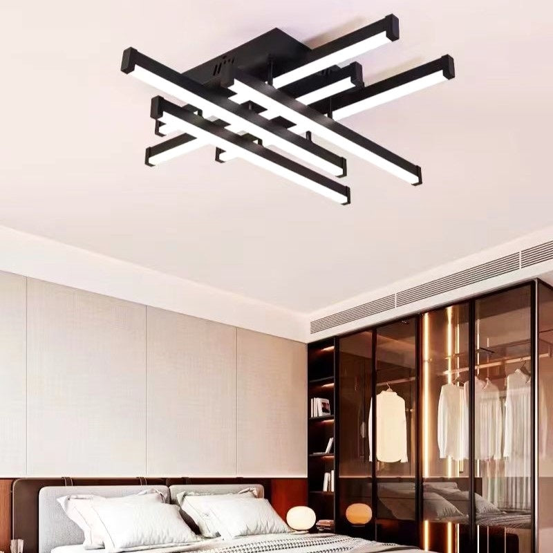 Lustra LED 6 LINES Design Black SMART Echivalent 500W Telecomanda