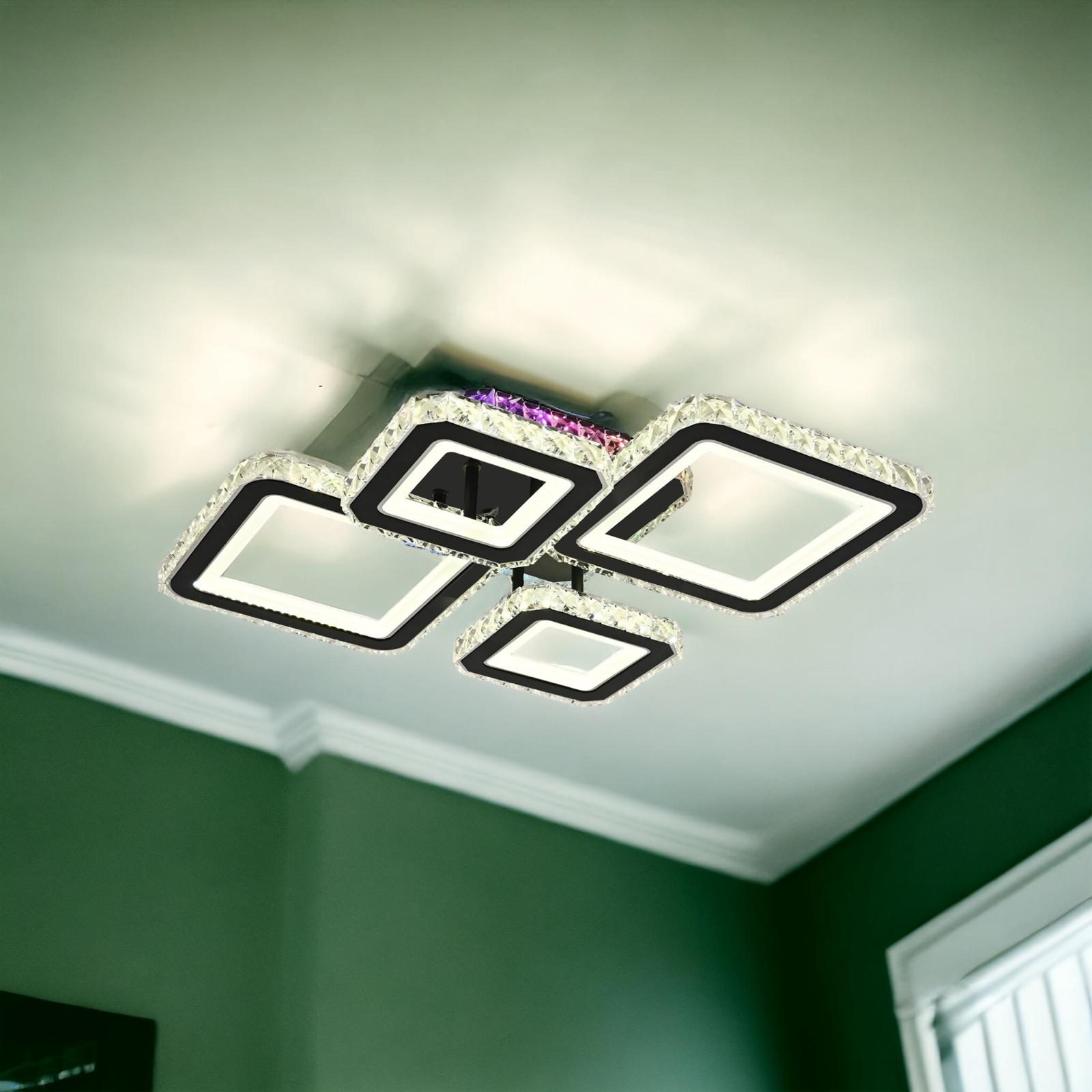 Lustra LED 2+2 DIAMOND RGB Black Cristal Echivalent 400W