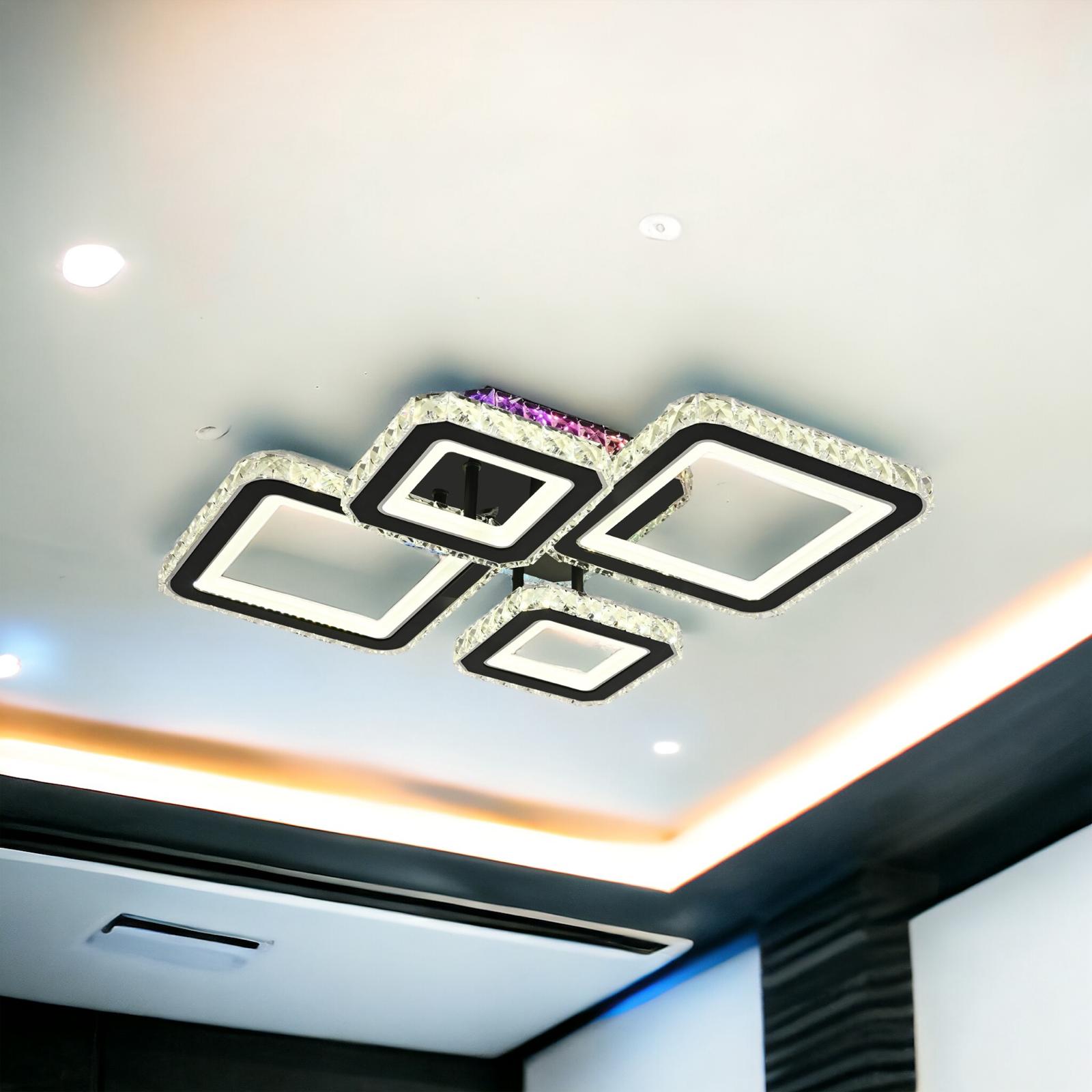 Lustra LED 2+2 DIAMOND RGB Black Cristal Echivalent 400W